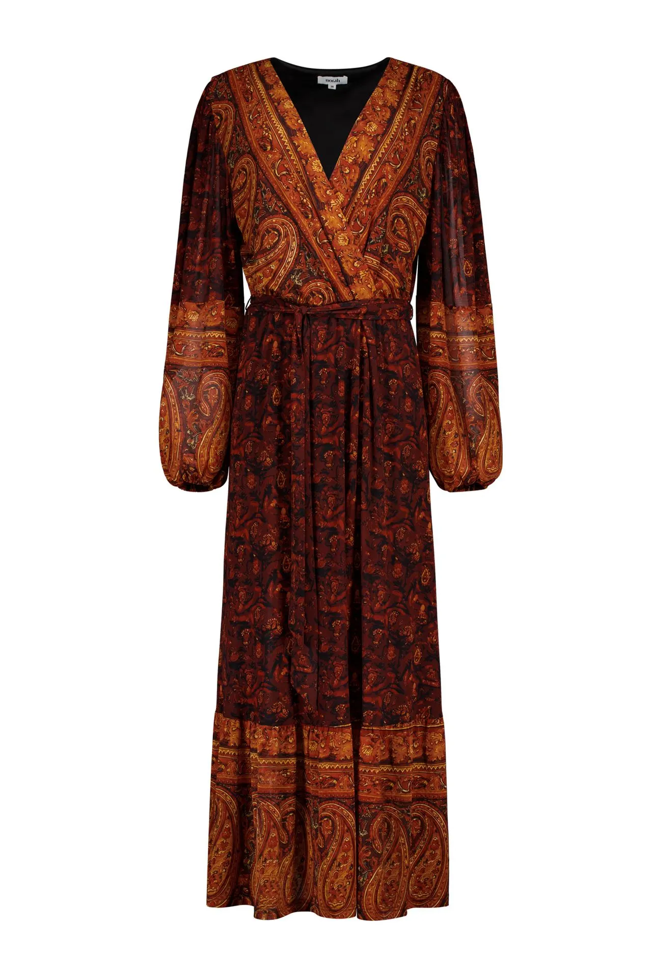 Bruin/oranje maxi jurk met grafische print
