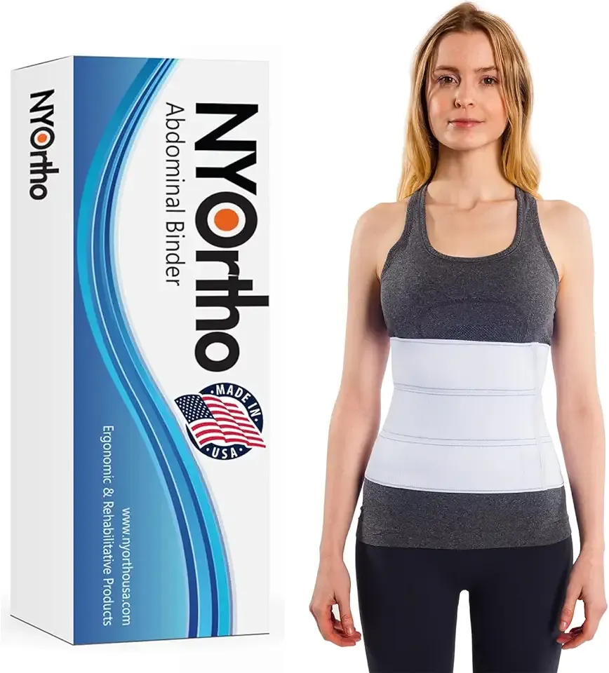 NYOrtho Post Surgery Abdominal Binder - Waist Support Belt for Men & Women - Postpartum Belly Band - Tummy Tuck Compression Garment - MADE IN USA (30" - 45") 3 Panel - 9"