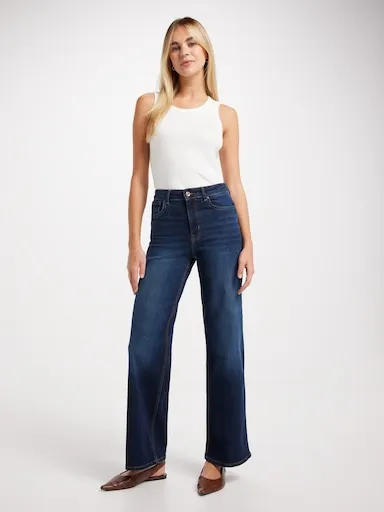ONLY Madison Blush High Wide Jean In Dark Blue