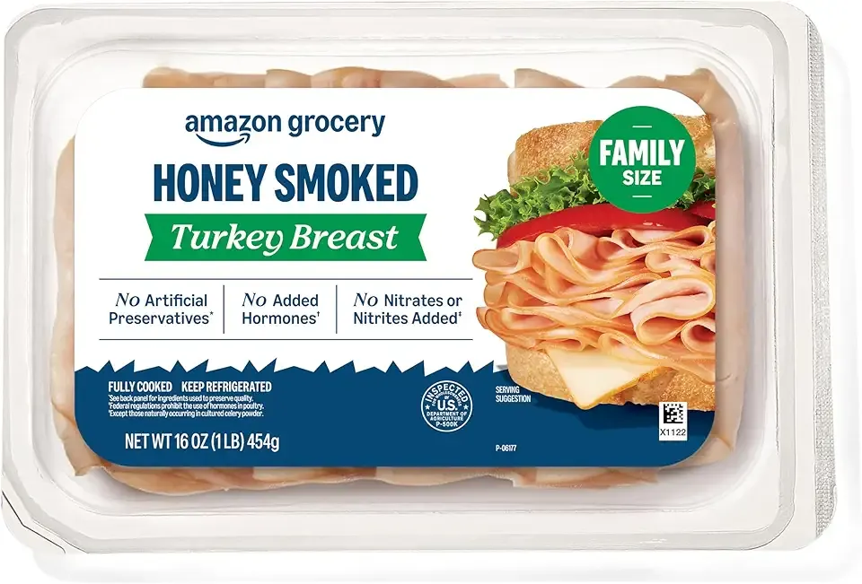 Amazon Grocery, Honey Smoked Turkey Breast, 16 Oz
