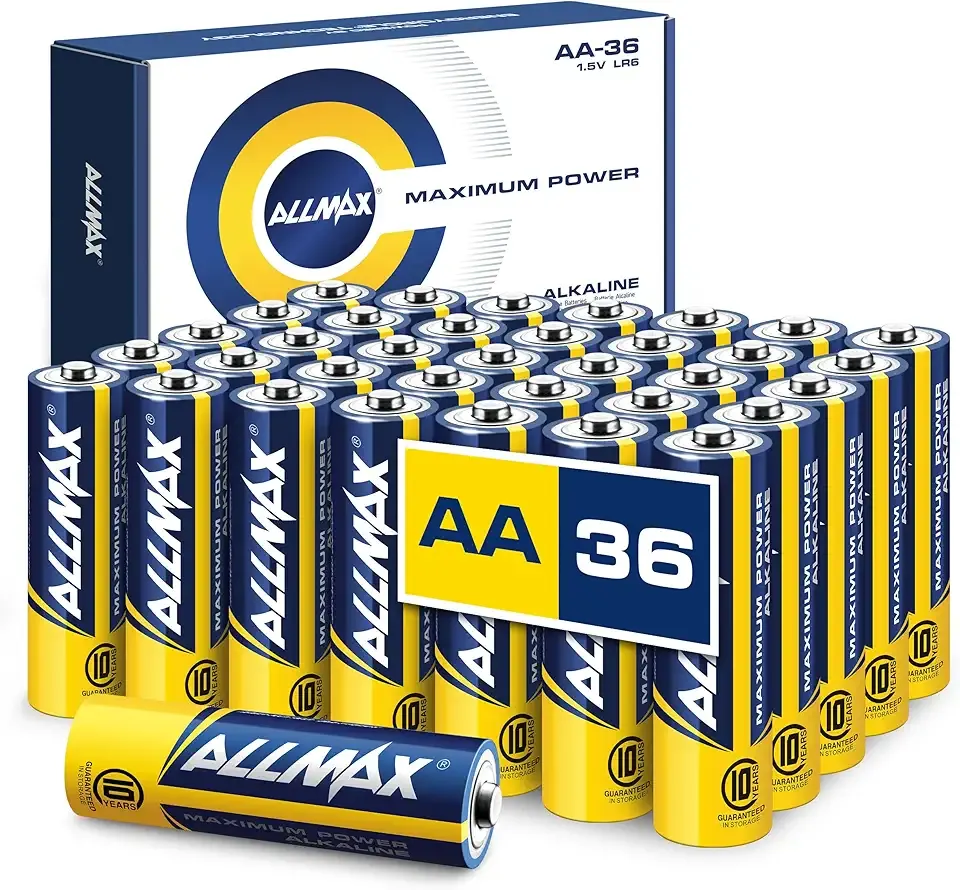 Allmax AA Maximum Power Alkaline Double A Batteries (36 Count) – Ultra Long-Lasting, Leakproof Design, 10-Year Shelf Life, Maximum Performance (1.5V)