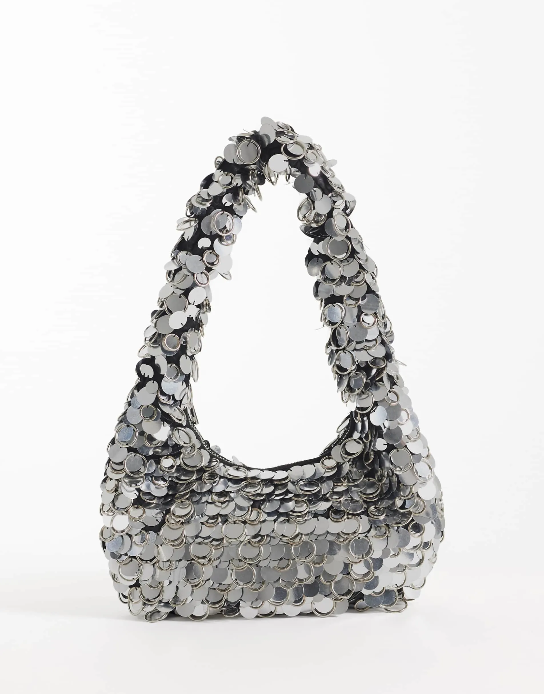 ASOS DESIGN disc shoulder bag in silver