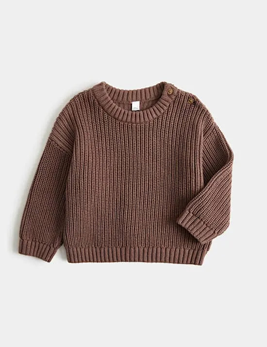 Gestreifter Pullover aus reiner Baumwolle (0–5 Jahre)