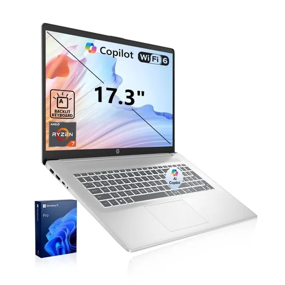 Deal HP Essential 17.3" FHD Laptop, AMD Ryzen 7 7730U, 16GB RAM, 512GB SSD, Windows 11 Home, Silver $699.98 Was $799.00