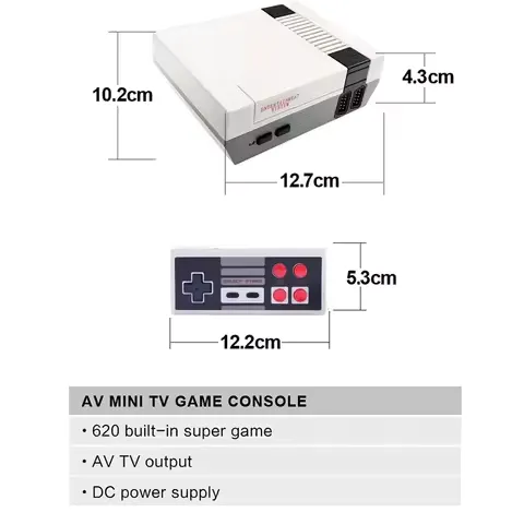 Handheld Family Recreation Video Console AV Output Retro Built-in 620 Classic Games Dual Gamepad Gaming Player Toys Holiday Gif