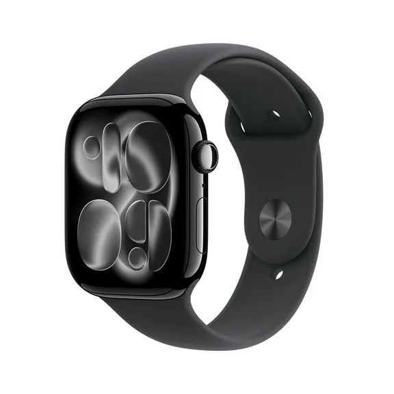 Apple Watch Series 11 [GPS 46mm] Smartwatch with Jet Black Aluminum Case with Black Sport Band - M/L