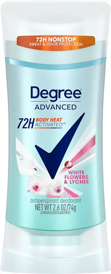 Degree Advanced Protection Antiperspirant Deodorant White Flowers & Lychee for 72-Hour Sweat & Odor Control for Women, with Body Heat Activated Technology, 2.6 oz