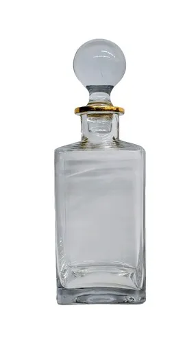 32 oz. Glass Decanter with Gold Rim