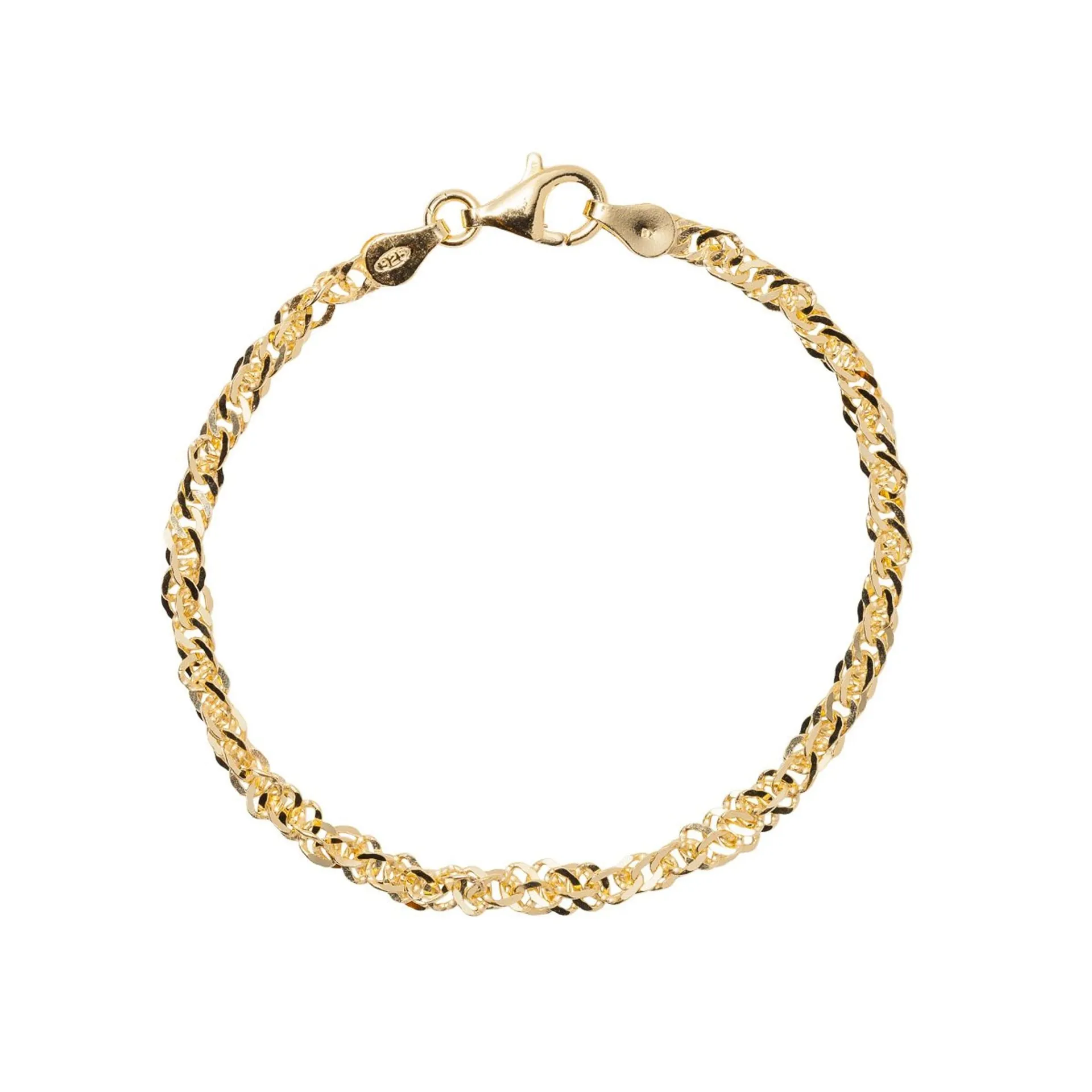 Singapore armbånd i 925 forgylt sølv 3,0 mm 18 cm