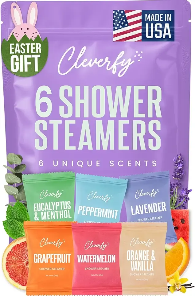 Cleverfy Shower Steamers Aromatherapy - Easter Basket Stuffers for Teens and Adults - Easter Gifts for Women and Men, Girls and Boys - 6 Tablets