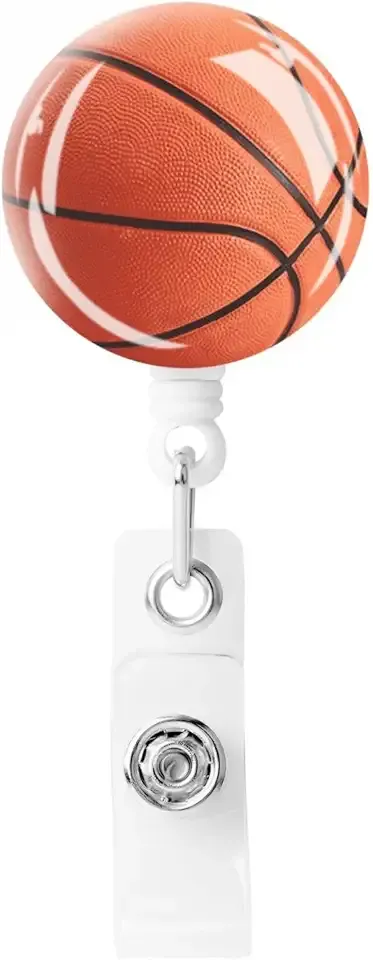 Basketball Badge Reel Id Badge Holder with Retractable Clip for Office Worker Student Teacher Nurses Doctors