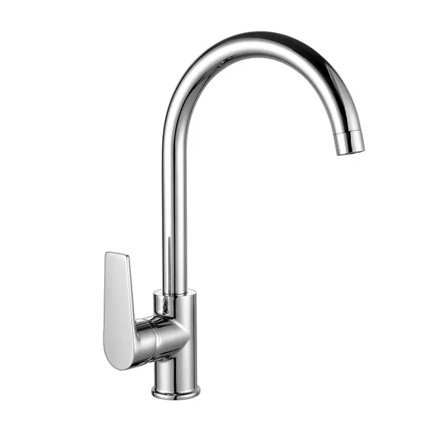 Rubinetto da cucina fisso a collo di cigno Amabel argento cromato lucido DELINIA