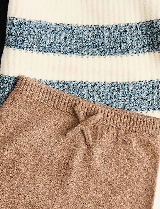 Outfit mit gestreiftem Strickpullover und Jogginghose (0–3 J.)