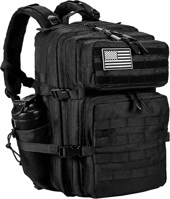 LHI Military Tactical Backpack for Men and Women 45L Army 3 Days Assault Pack Bag Large Rucksack with Molle System Black