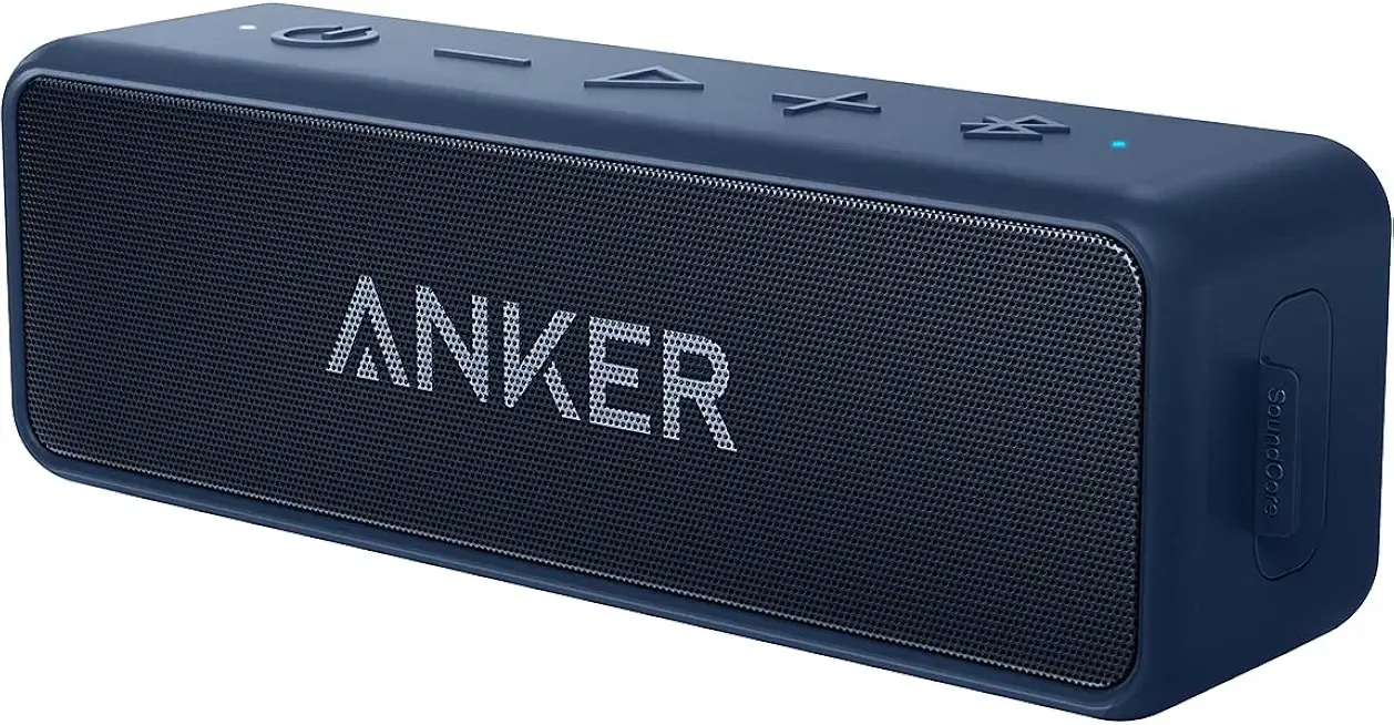 Anker Soundcore 2 Portable Bluetooth Speaker with Stereo Sound, Bluetooth 5, Bassup, IPX7 Waterproof, 24-Hour Playtime, Wireless, Speaker for Home, Outdoors, Travel- Navy Blue