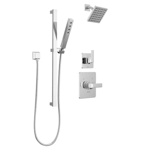 Delta Velum 2-​Spray Dual Wall Mount Fixed and Handheld Shower Head 1.​75 GPM in Chrome