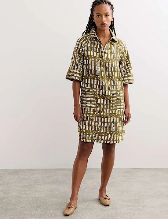 Pure Linen Dash Print Shift Dress