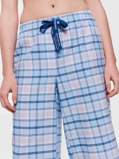 Blue Check 100% Cotton 3/4 Pj Pant