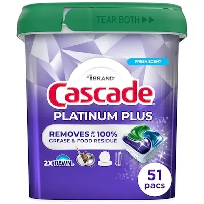 Platinum Plus Dishwasher Pods, Fresh, 51 Count