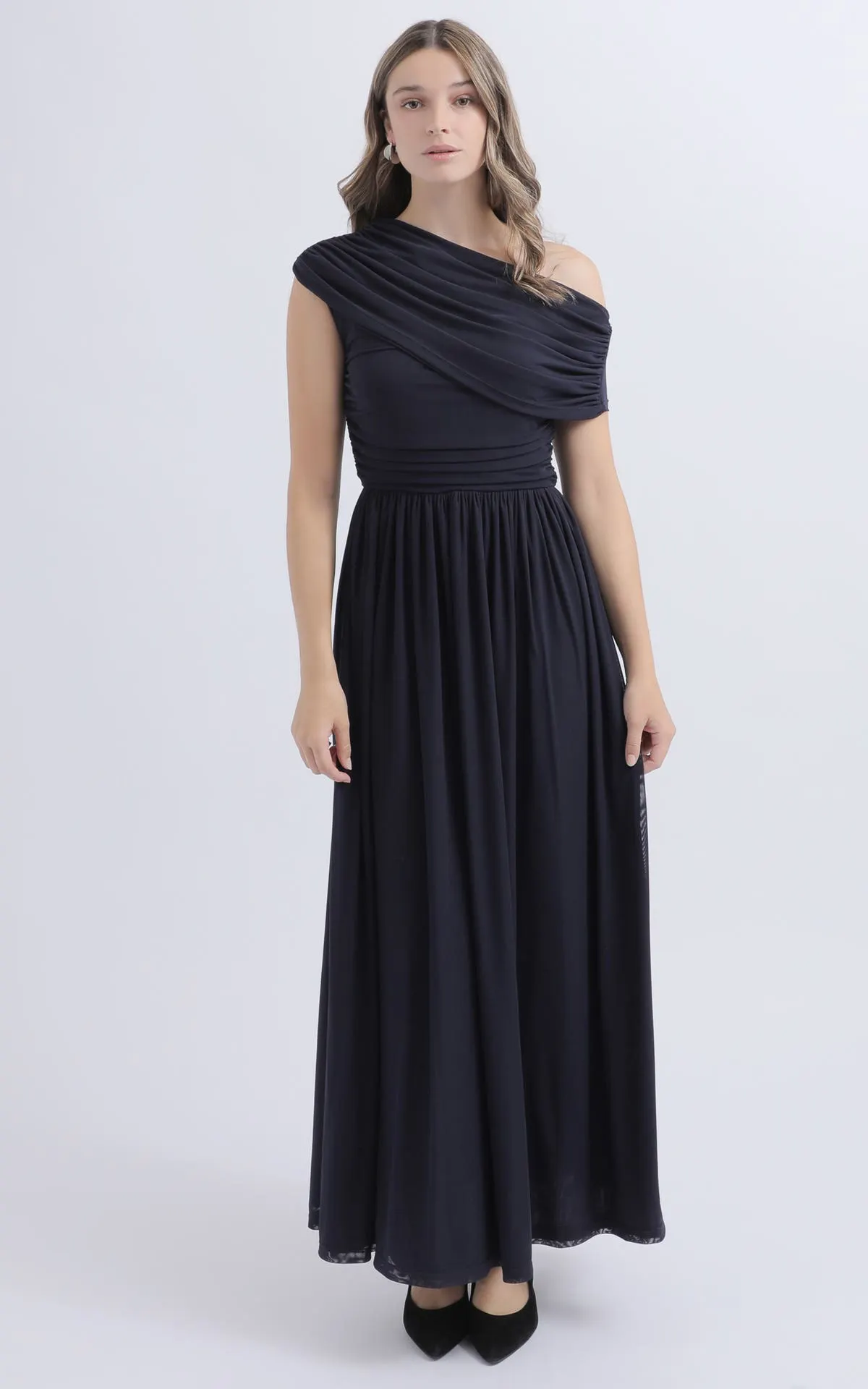 Mesh Cold Shoulder Gown