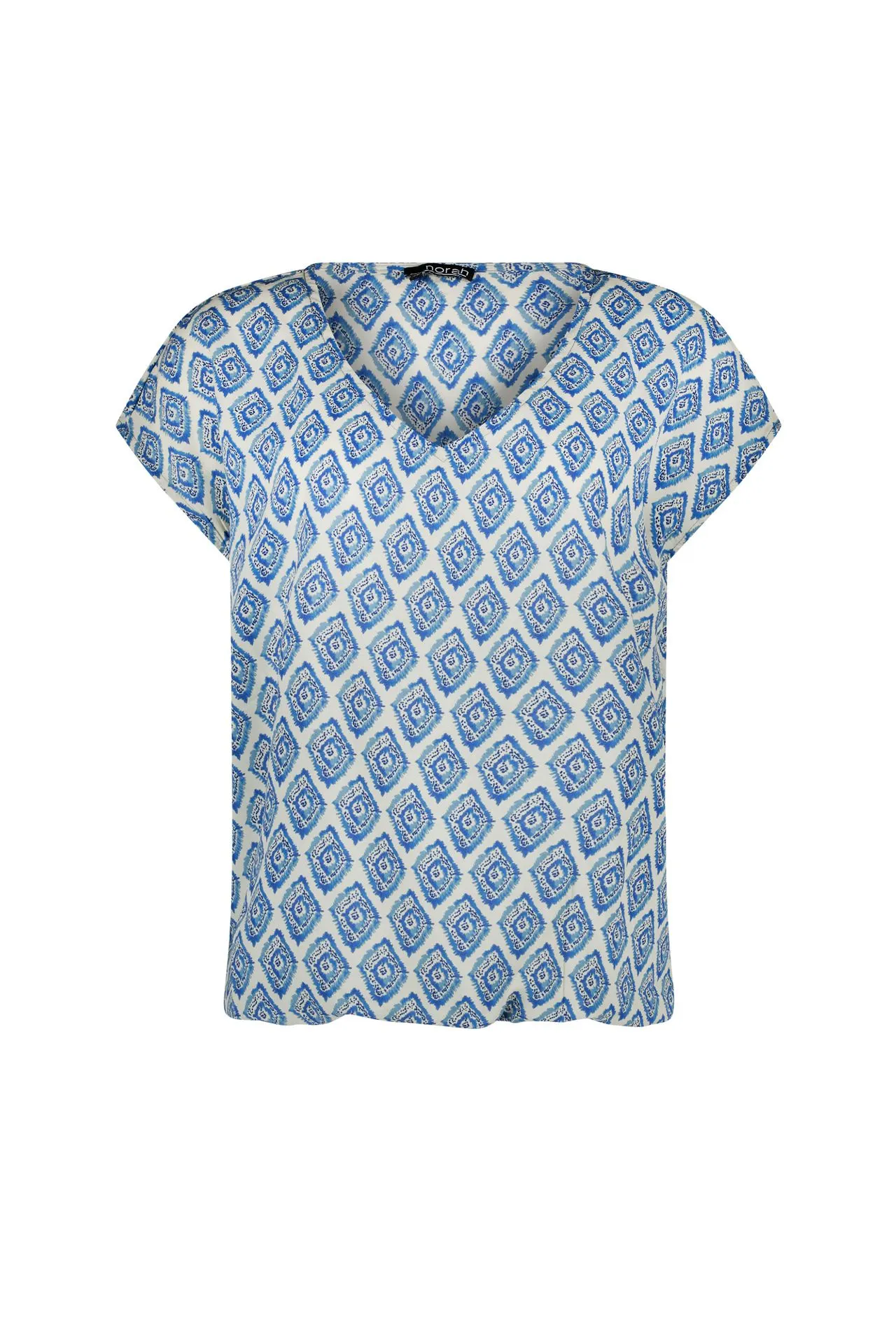 Ecru/blauw shirt met grafische print