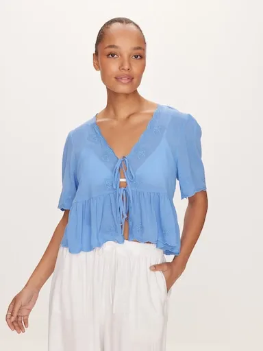 Perry Tie Front Short Sleeve Top