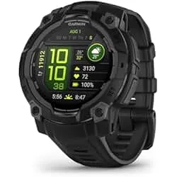 Garmin Instinct® 3 45mm, AMOLED Display, Rugged Outdoor GPS Smartwatch, Metal-Reinforced Bezel, Built-in Flashlight, Up to 18 Days of Battery Life, Black