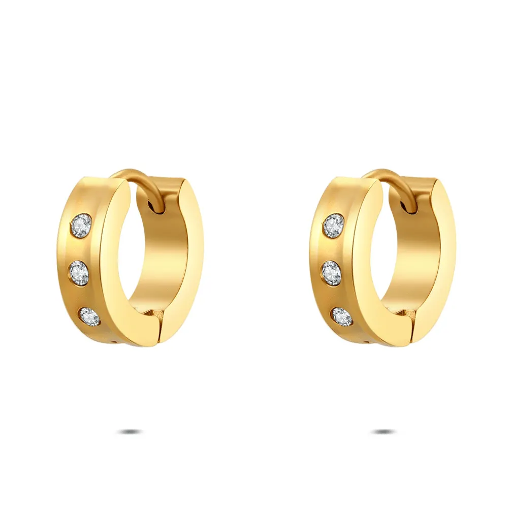 Oorringen in edelstaal, met zirkonia