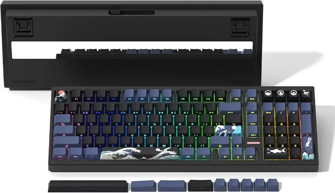 Wireless Gaming Keyboard QMK/VIA, Mechanical Keyboard, Bluetooth 5.0/2.4GHz/USB-C,Hot Swappable Custom Keyboard,Gasket Structure,Pre-lubed Linear Switches RGB Backlit ComputerKeyboards