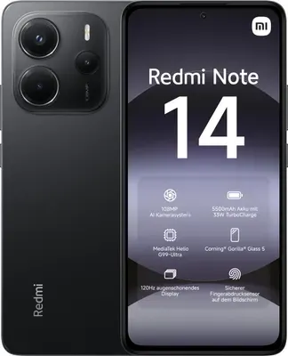 Xiaomi Redmi Note 14 Mitternachtsschwarz 8 Gigabyte 256 Gigabyte