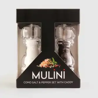 Mulini Como Salt and Pepper Set With Caddy