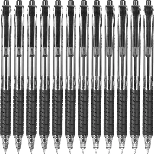 Sooez 12 Pack Bulk Pens Ballpoint, Smooth Writing pens with Soft Grip, Retractable Black Ink Pen, Medium Point 1.0mm Pens for Journaling, Box of Pen Office Supplies for Nurse,Server, Note Taking