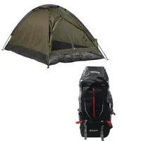 Combo Carpa Iglú Dome Para 2 Personas + Morral Camping 45 Litros Pro Black Klimber