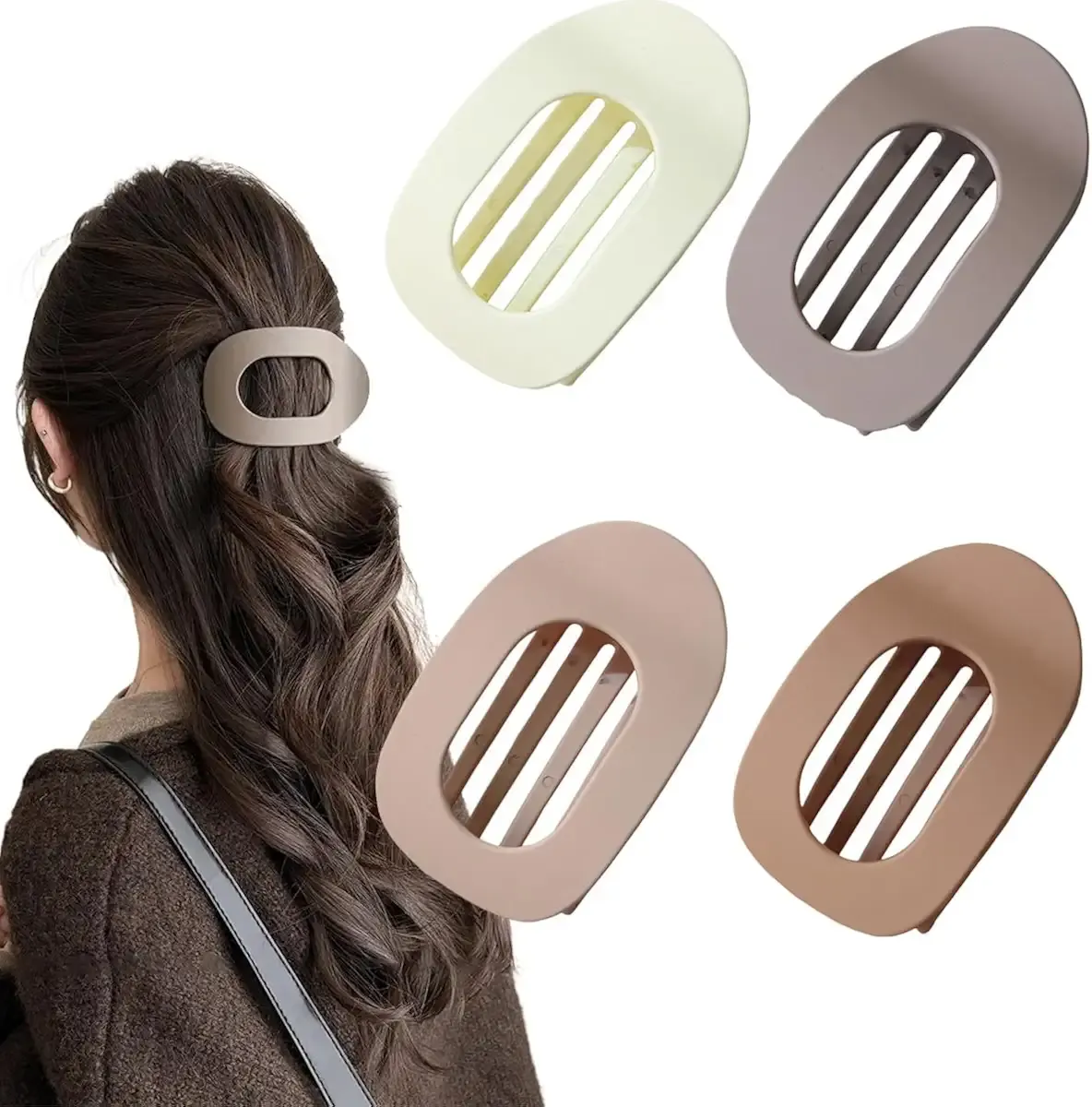 4-Pack Duckbill Hair Clips for Women,Flat Claw Design,Solid Color,Casual Elegant for Thick or Thin Hair,Suitable for All Hair Lengths