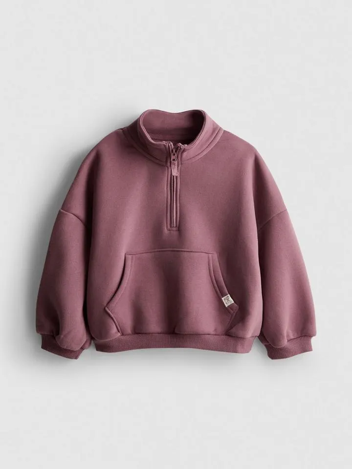 1–9 ans | Sweat-shirt en coton à col cheminée zippé