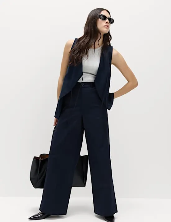 Cotton Rich Wide Leg Chinos