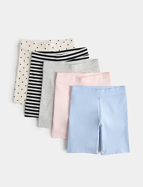 5 Pack Cotton Rich Cycling Shorts (2-10 Yrs)