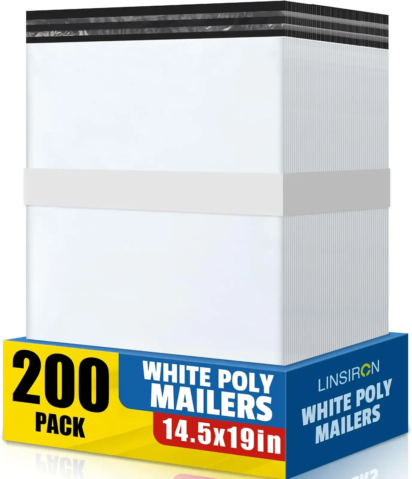 Poly Mailers 14.5x19 Inch 200 Pcs, Large Shipping Bags for Clothing, Waterproof Strong Adhensive Mailing Bags for Small Business, Tear-resistant Mailers Poly Bags Mailing Envelopes White
