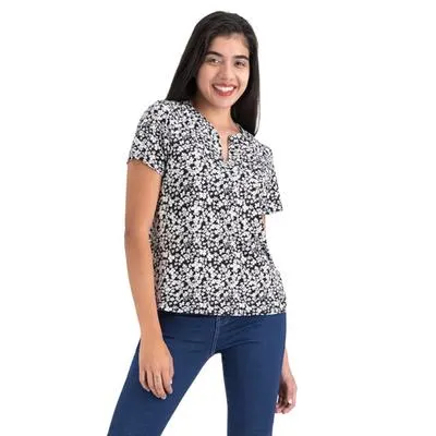 Blusa Mxstaza Mujer Cuello En V Full Print