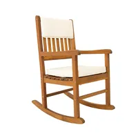 Schaukelstuhl mit Rücken- und Polsterkissen aus Akazienholz, ca. 76 x 54 x 103 cm - Braun
