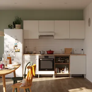 Cocina en kit Eleki blanca 4 módulos altos + 3 bajos + carro L.240 x H.217 cm