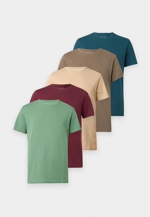 5 PACK - T-shirts - green/beige/khaki/green/bordeux