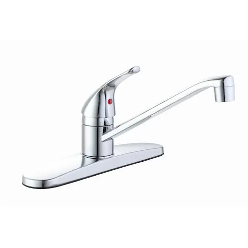 Single-Handle Standard Kitchen Faucet in Chrome, Valve & Deck Plate Included