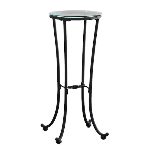 Accent Table, Side, End, Plant Stand, Round, Living Room, Bedroom, Metal, Black, Clear