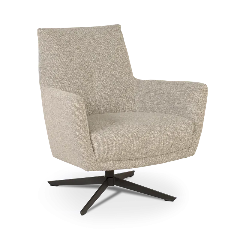 Draaifauteuil Terry - lage rug - stof Aura Clay - grof geweven - poot zwart