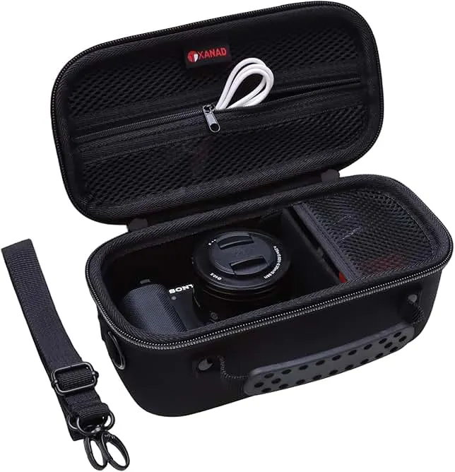XANAD Hard Case for Sony Alpha ZV-E10,ZV-E10 II or Sony Alpha 6400,6100,6700,6600,6000,RX100 VII Lens Mirrorless Camera,with Shoulder Strap(Black)