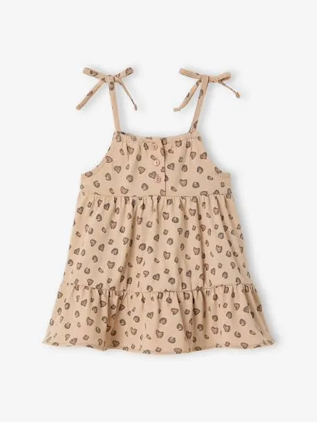 Robe bébé fille bretelles coton bio - beige