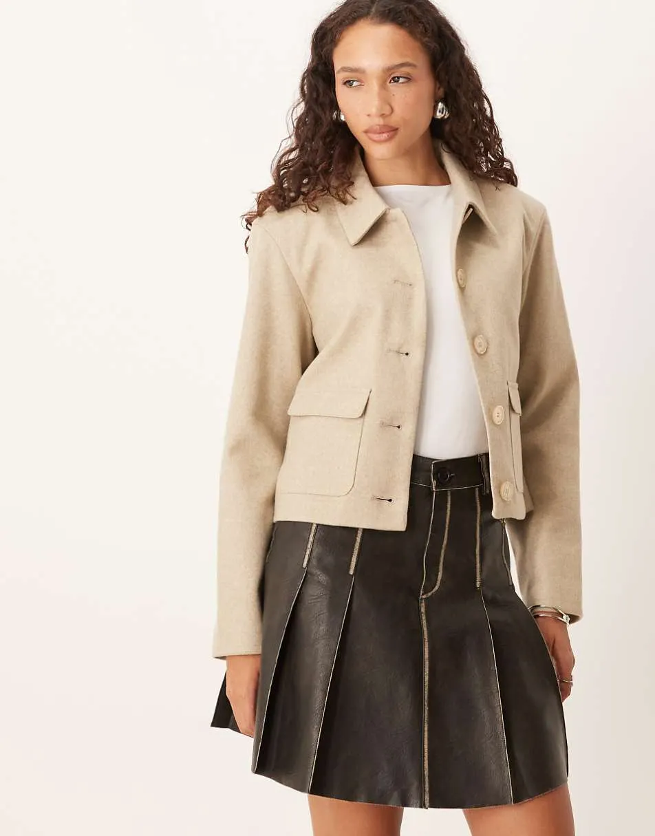 JDY short smart jacket in beige