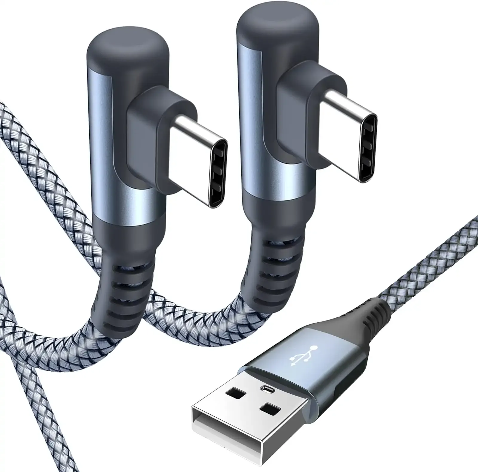 sweguard USB Type - C Fast Charging Cable Right Angle 2-Pack, 6.6FT - Compatible with iPhone 17 16 15 Pro Max,Samsung Galaxy S26 S25 S24 S23 S22 S21 S20 A53, Note Flip Pixel LG Moto More USB C Device