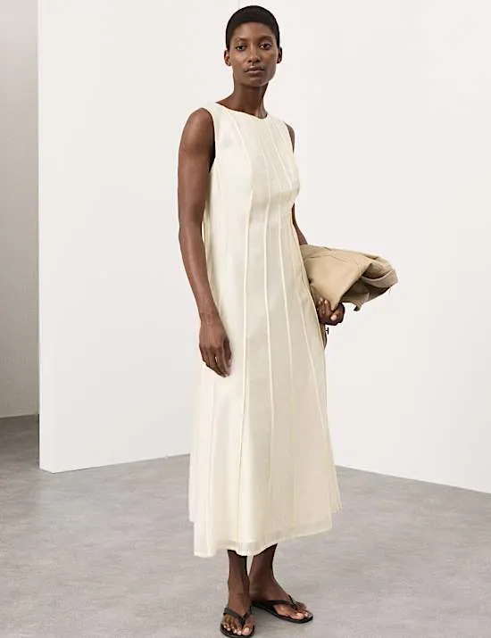 Midaxikleid mit hohem Lyocellanteil und Nahtdetail